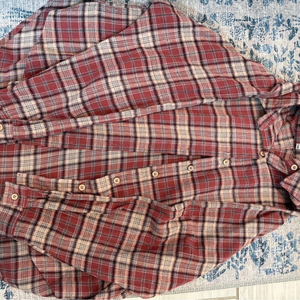 Red Plaid Button-Up Shirt